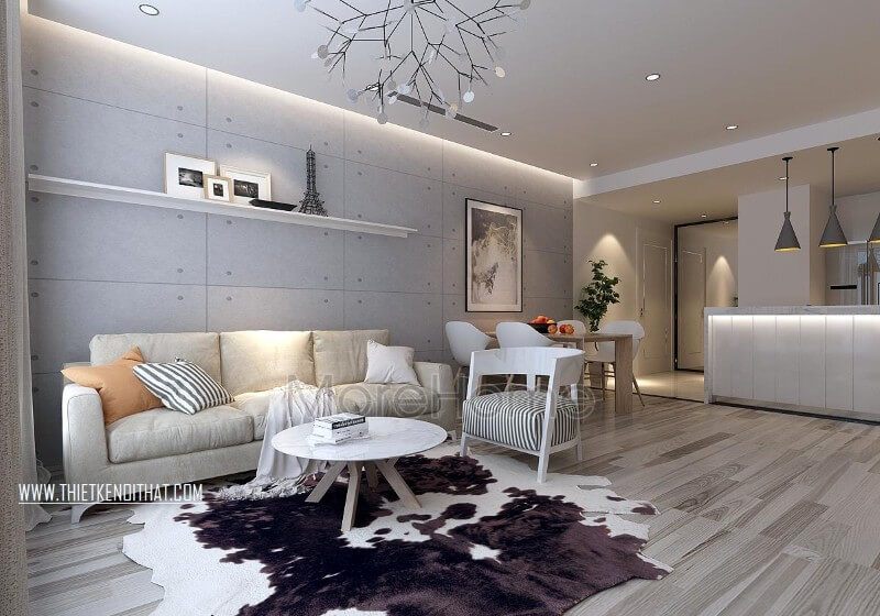 Thiết kế sofa phòng khách hiện đại, đơn giản, các đường nét không quá cầu kì, chi tiết vừa đảm bảo tính công năng sử dụng vừa đảm bảo tính thẩm mỹ cho căn nhà